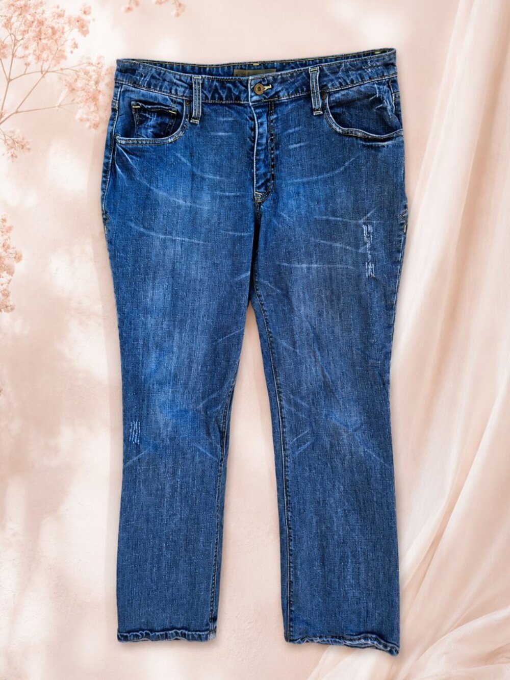 Old Navy Curvy Blue Distressed Stretch Jeans - 16
